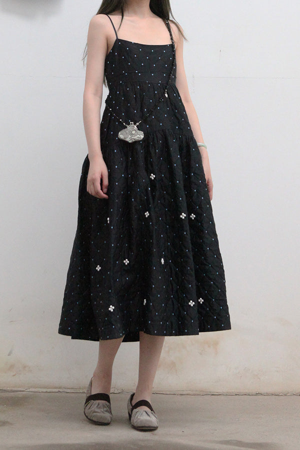 MING MA Checked Jacquard Pleated Sling Skirt AW21-DR03-BKJAC PMM6